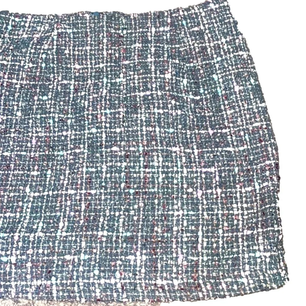 She + Sky Metallic Tweed Mini Skirt Small Plaid Coquette Preppy
